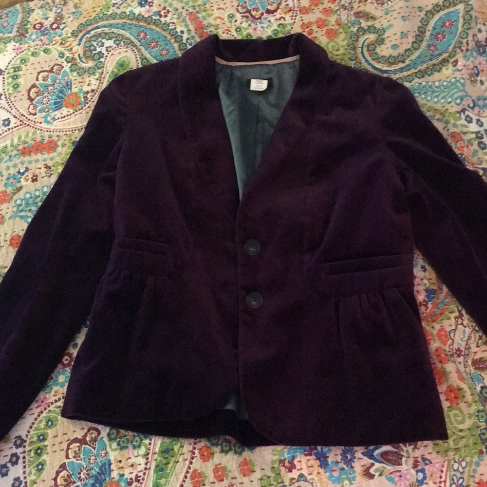 J Crew purple velvet jacket/blazer sz 6